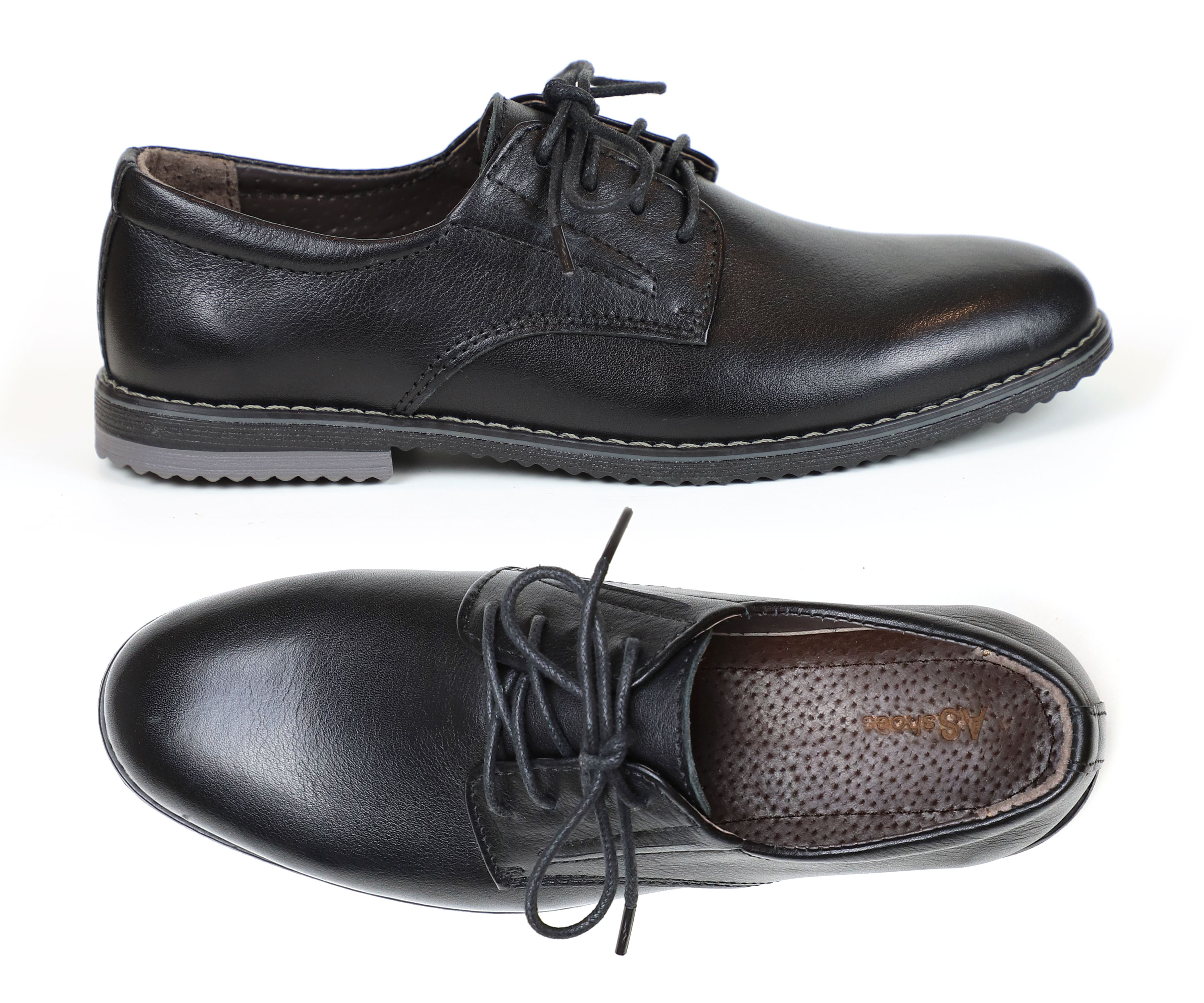 (1213) - Подростковые классические кожаные туфли на шнуровке