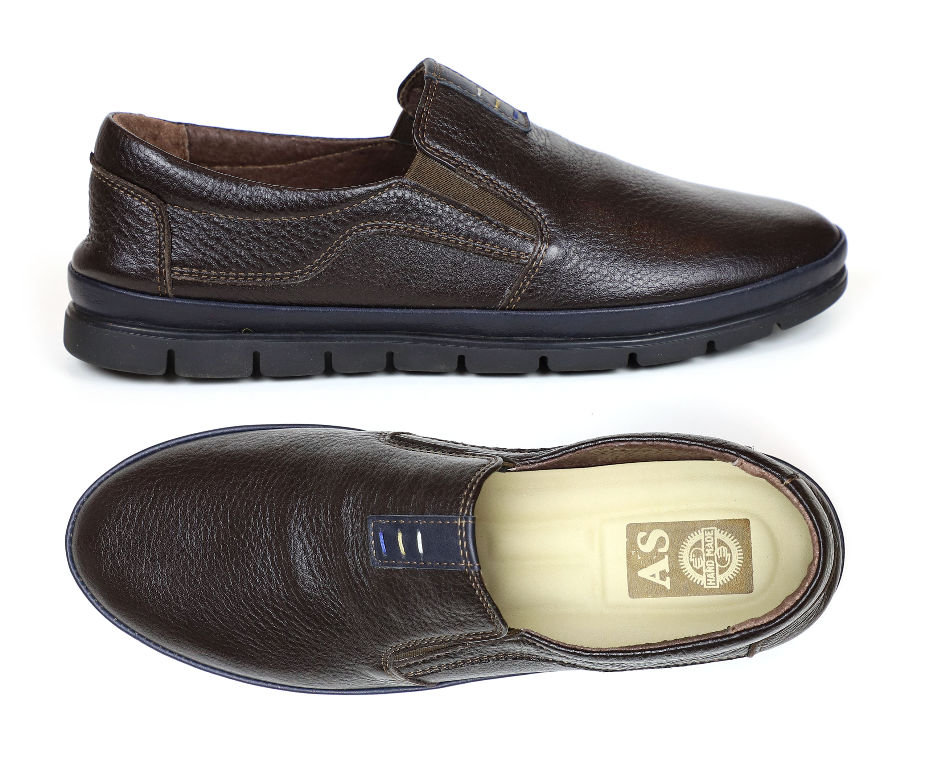 (1216) - Мужские комфортные туфли без шнурков из кожи "Калифорния"