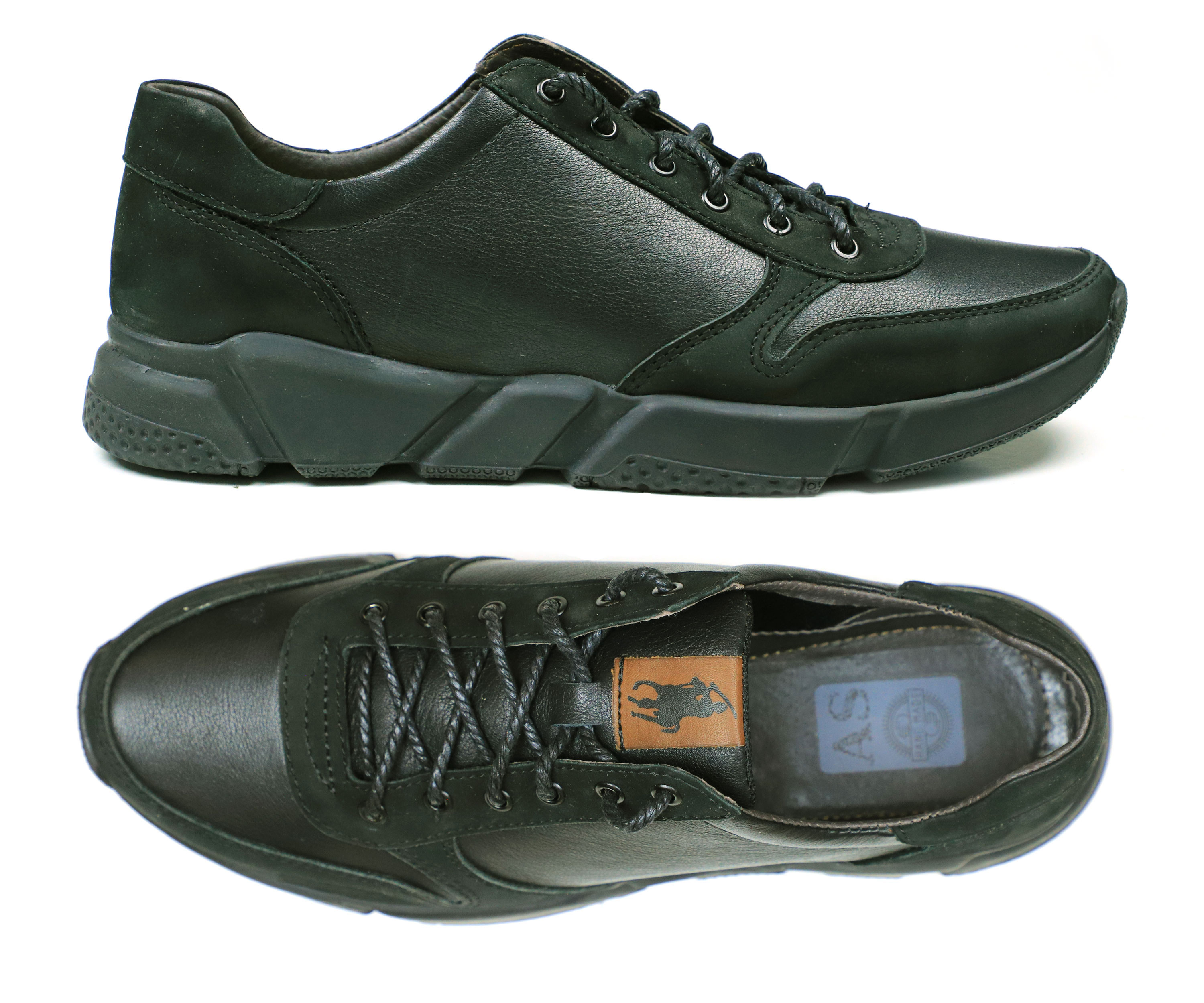 (845-00-75) - Кроссовки мужские кожаные черные